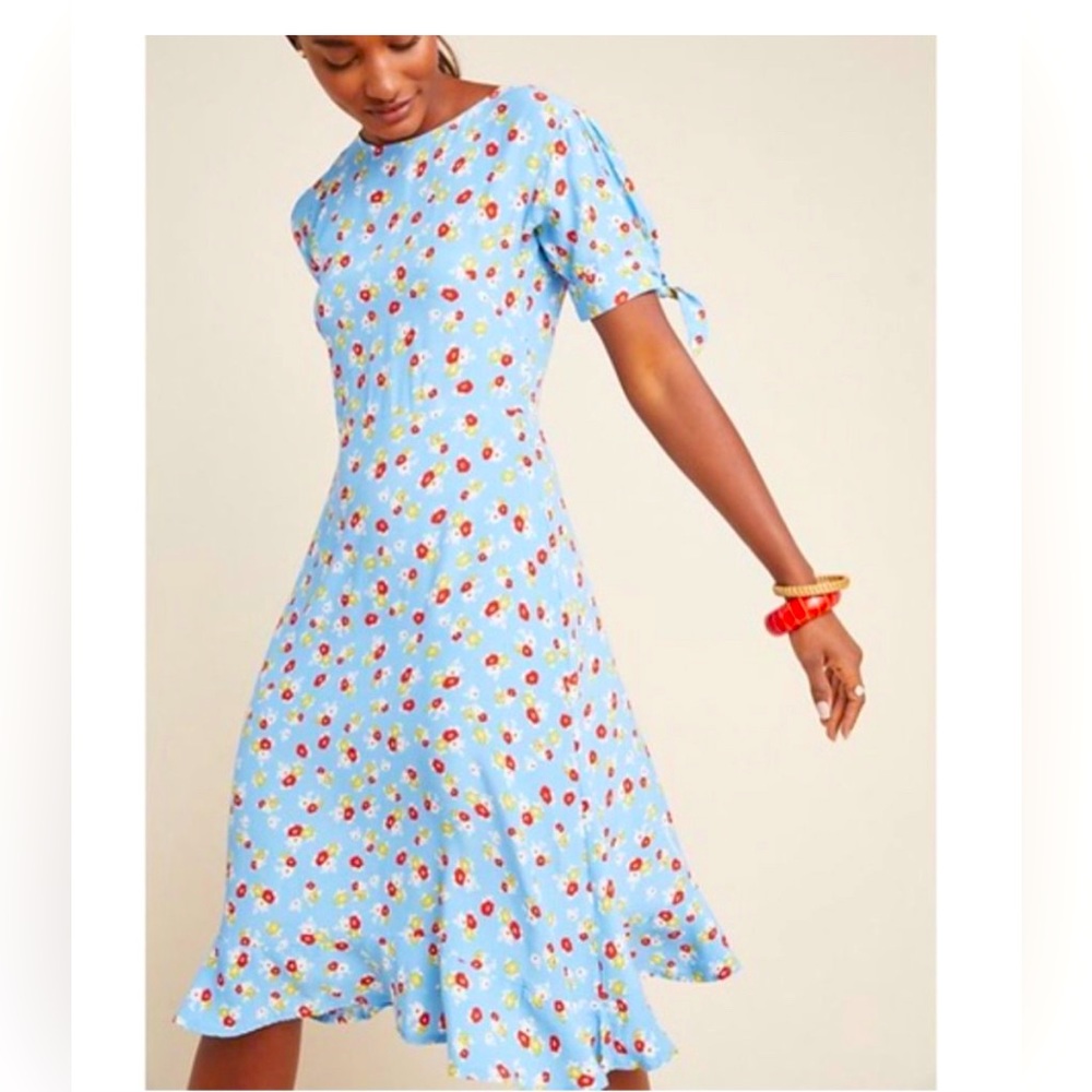 ANTHROPOLOGIE ankle length floral dress in  like new condition